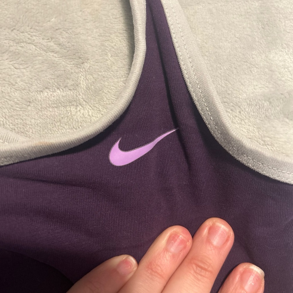 *4/$20* Nike Dri fit purple/gray reversible sports bra women’s size medium - Picture 2 of 6
